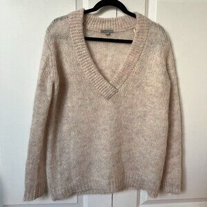 COS Sweater Womens Small Pink Heathered Mohair Oversized V-neck Contemporary